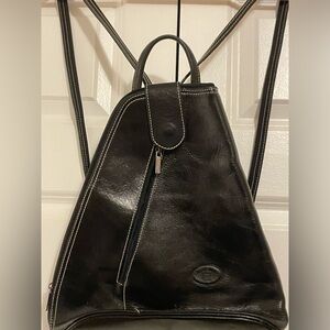 L'Artigiano Mini Black Genuine Italian Leather Backpack Purse - Made in Italy